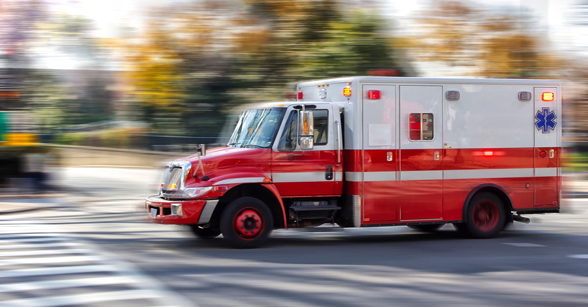 Medical emergency ambulance on the road