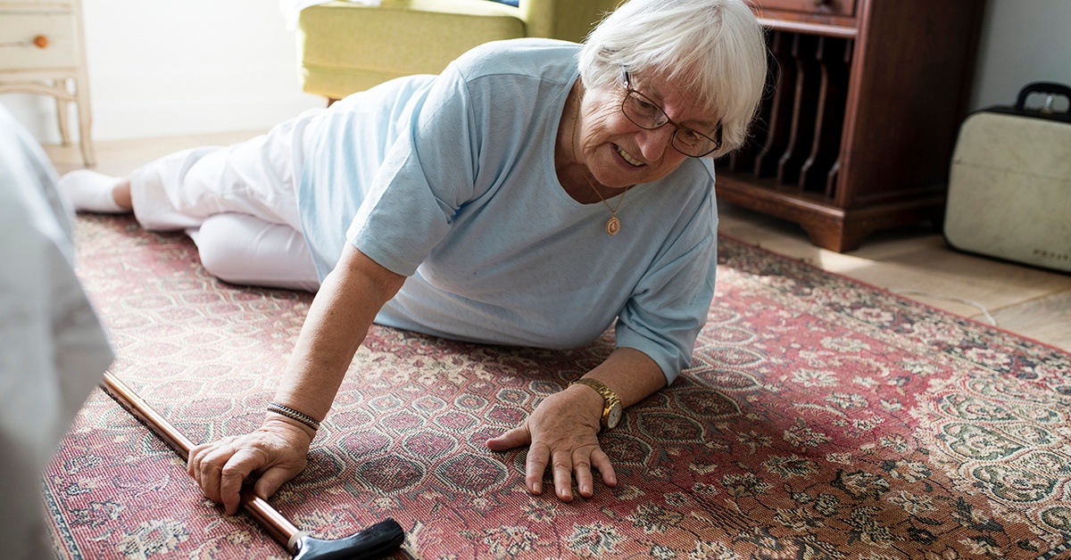 Senior woman fallen on the floor